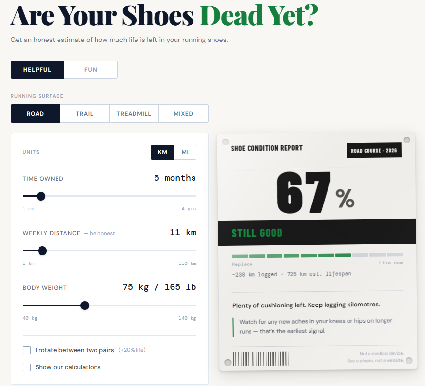 Shoe Life Calculator image